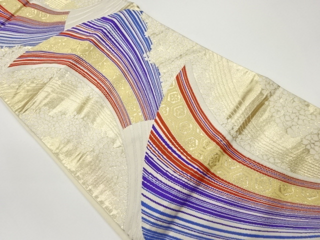 JAPANESE KIMONO / VINTAGE FUKURO OBI / SILK / WOVEN SAKURA